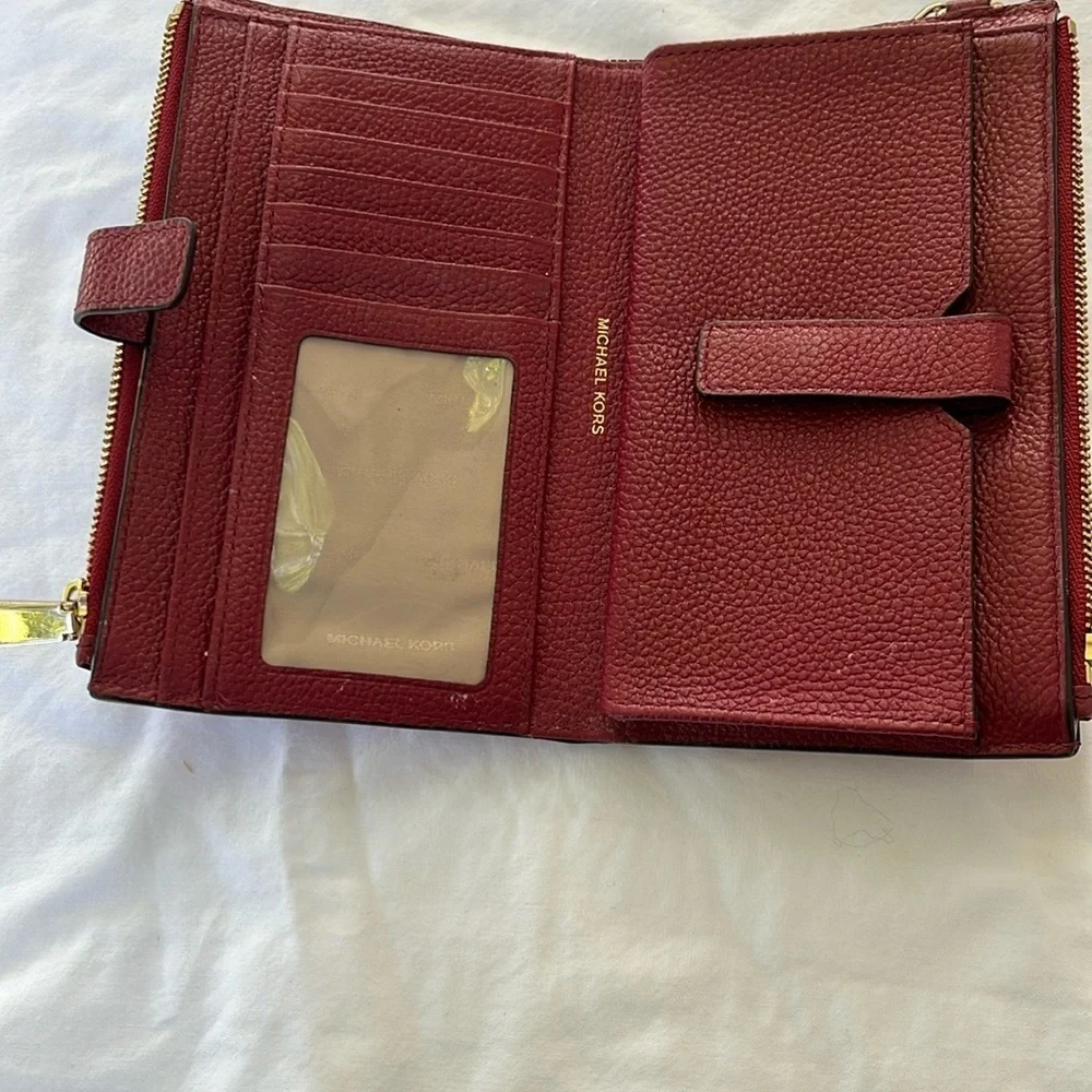 Michael Kors Dark Red Wallet with Gold Details